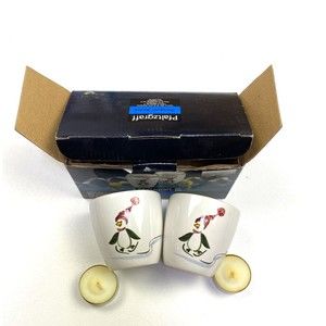 Pfaltzgraff Penguin Skate Votive Set of 2 With Tealights Boxed NEW Open Box